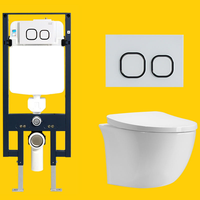 Contemporary One Piece Toilet Bowl Wall Mount Porcelain Flush Toilet 14"L x 20"W x 16"H White Toilet & Thin Tanker Clearhalo 'Bathroom Remodel & Bathroom Fixtures' 'Home Improvement' 'home_improvement' 'home_improvement_toilets' 'Toilets & Bidets' 'Toilets' 7056047