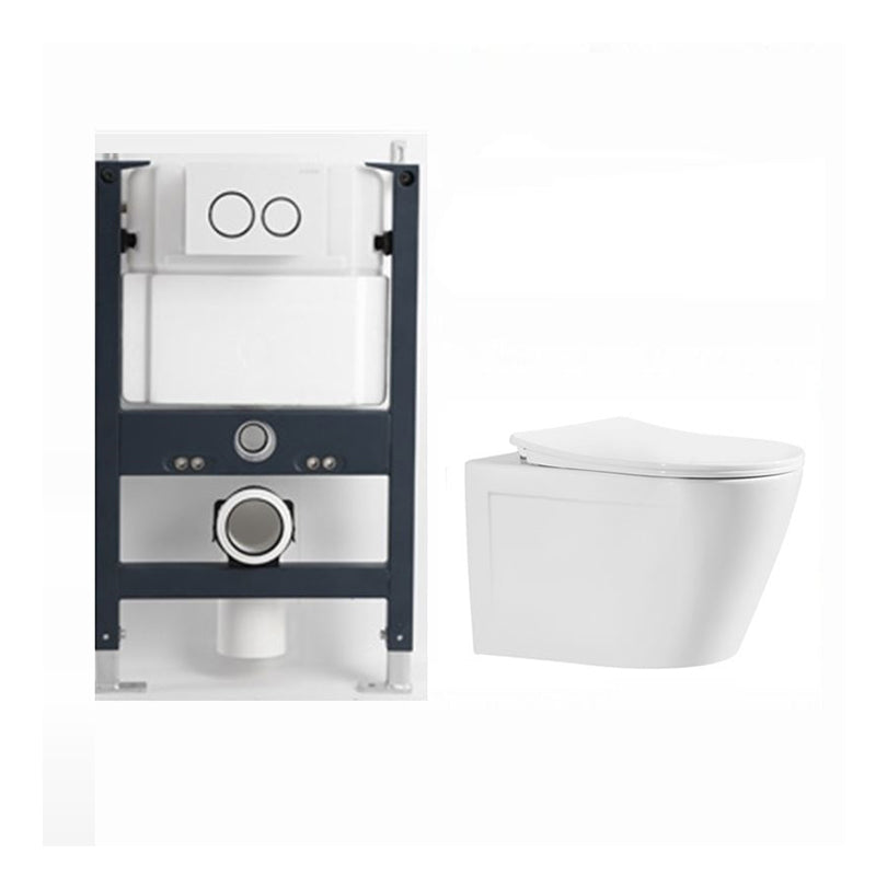Modern Ceramic Flush Toilet Wall Mount White Urine Toilet with Seat for Bathroom 14"L x 19"W x 14"H Toilet with Low Tanker Clearhalo 'Bathroom Remodel & Bathroom Fixtures' 'Home Improvement' 'home_improvement' 'home_improvement_toilets' 'Toilets & Bidets' 'Toilets' 7056069