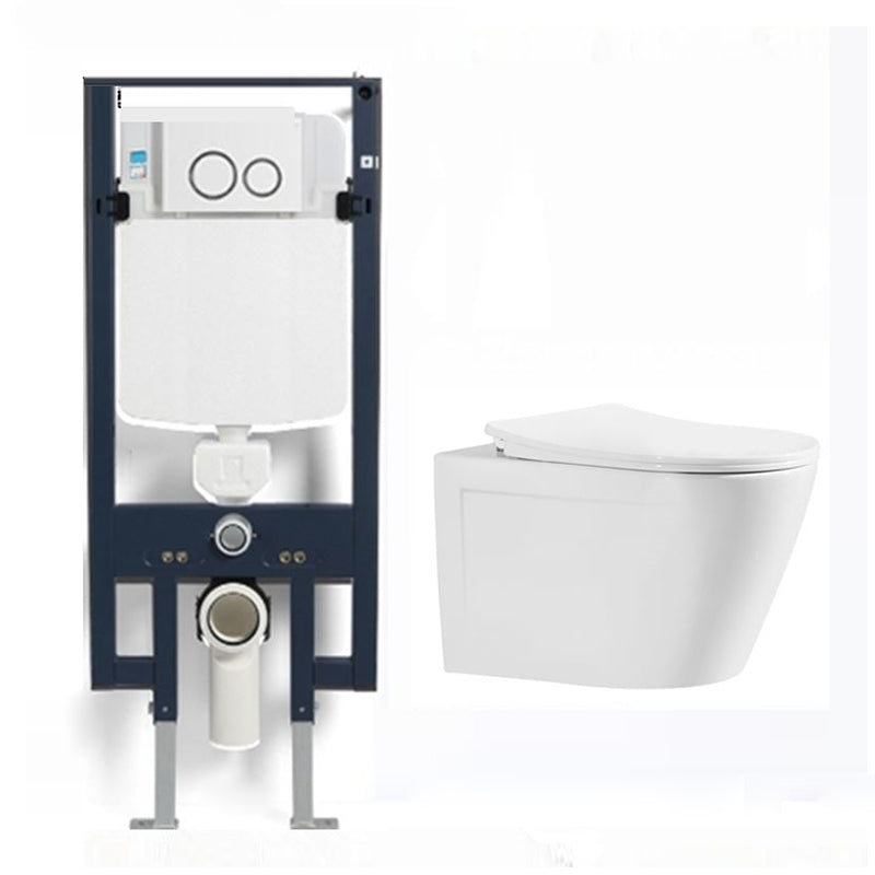 Modern Ceramic Flush Toilet Wall Mount White Urine Toilet with Seat for Bathroom 14"L x 19"W x 14"H Toilet & Thin Tanker Clearhalo 'Bathroom Remodel & Bathroom Fixtures' 'Home Improvement' 'home_improvement' 'home_improvement_toilets' 'Toilets & Bidets' 'Toilets' 7056071
