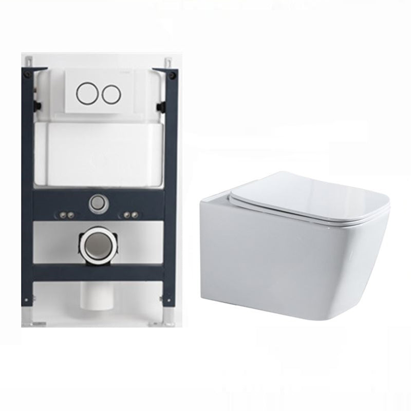 Modern Ceramic Flush Toilet Wall Mount White Urine Toilet with Seat for Bathroom 13"L x 20"W x 14"H Toilet with Low Tanker Clearhalo 'Bathroom Remodel & Bathroom Fixtures' 'Home Improvement' 'home_improvement' 'home_improvement_toilets' 'Toilets & Bidets' 'Toilets' 7056076