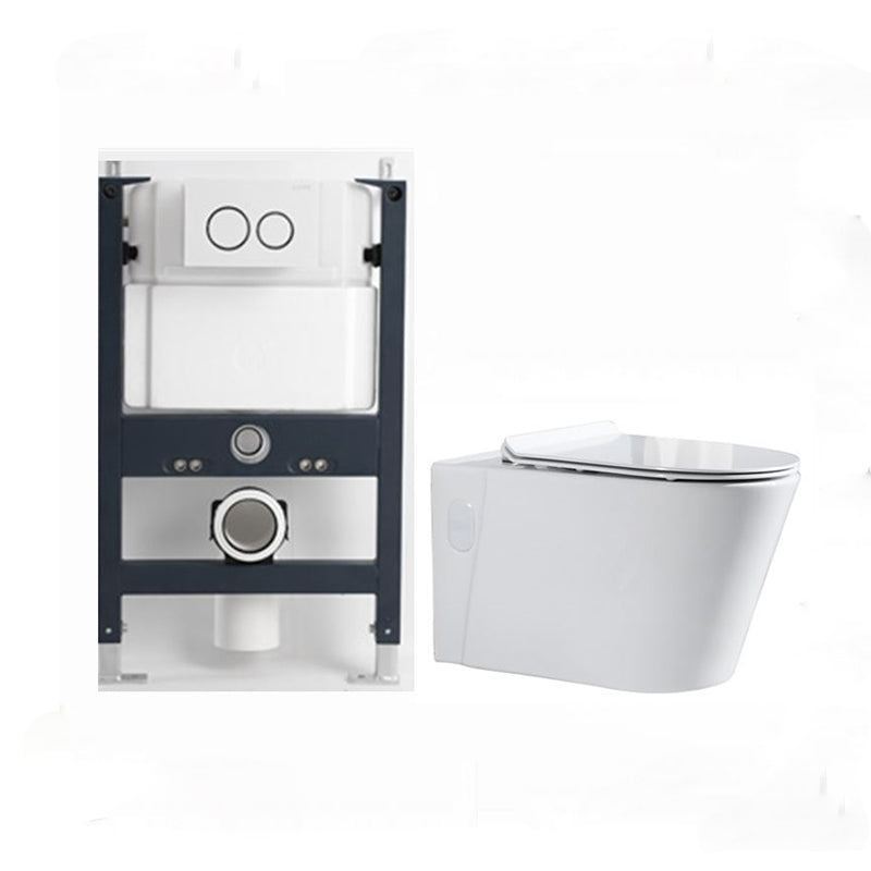 Modern Ceramic Flush Toilet Wall Mount White Urine Toilet with Seat for Bathroom 14"L x 22"W x 14"H Toilet with Low Tanker Clearhalo 'Bathroom Remodel & Bathroom Fixtures' 'Home Improvement' 'home_improvement' 'home_improvement_toilets' 'Toilets & Bidets' 'Toilets' 7056082