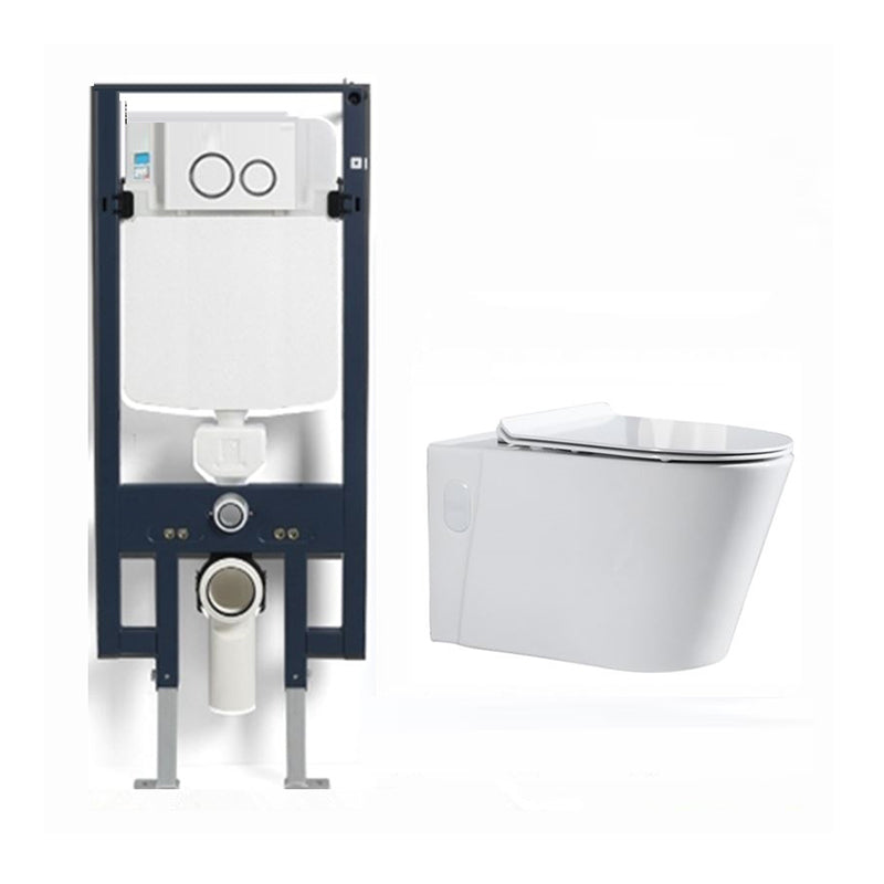 Modern Ceramic Flush Toilet Wall Mount White Urine Toilet with Seat for Bathroom 14"L x 22"W x 14"H Toilet & Thin Tanker Clearhalo 'Bathroom Remodel & Bathroom Fixtures' 'Home Improvement' 'home_improvement' 'home_improvement_toilets' 'Toilets & Bidets' 'Toilets' 7056083