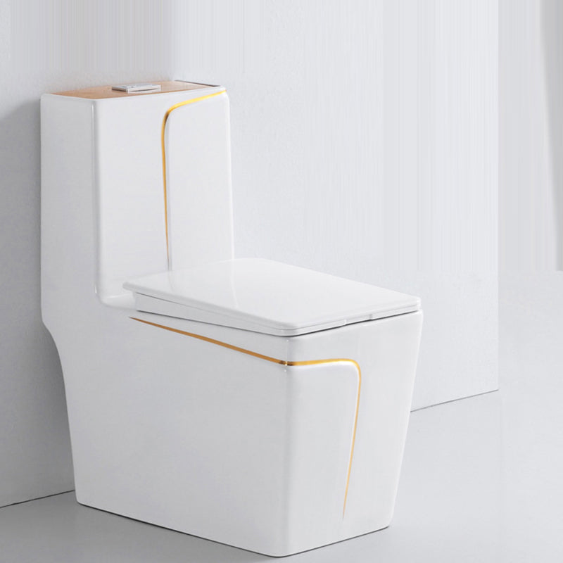 Traditional White Ceramic Flush Toilet Seat Included Urine Toilet for Washroom 14"L x 27"W x 31"H White Gold 14" Clearhalo 'Bathroom Remodel & Bathroom Fixtures' 'Home Improvement' 'home_improvement' 'home_improvement_toilets' 'Toilets & Bidets' 'Toilets' 7056106