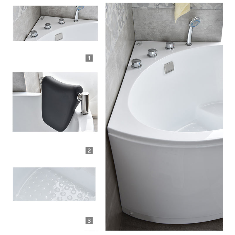 Corner Acrylic Bathtub Soaking White Modern Back to Wall Bath Clearhalo 'Bathroom Remodel & Bathroom Fixtures' 'Bathtubs' 'Home Improvement' 'home_improvement' 'home_improvement_bathtubs' 'Showers & Bathtubs' 7056266