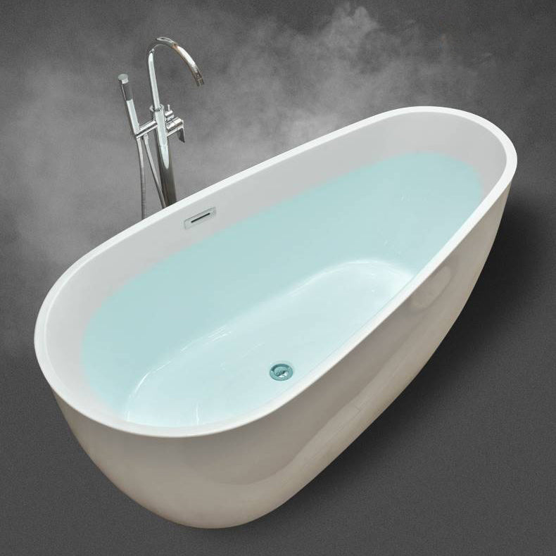 Center Modern Bathtub Freestanding Acrylic Soaking White Bath 66.9"L x 33.5"W x 23.6"H Tub with Freestanding Tub Fillers Clearhalo 'Bathroom Remodel & Bathroom Fixtures' 'Bathtubs' 'Home Improvement' 'home_improvement' 'home_improvement_bathtubs' 'Showers & Bathtubs' 7056280