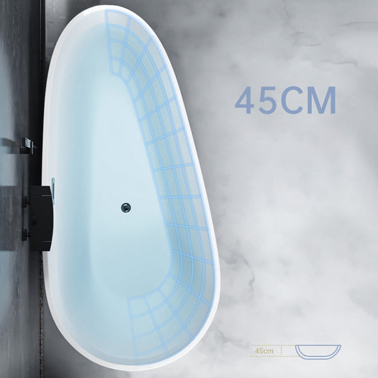 Acrylic Modern Bath Freestanding Oval Soaking White Center Bathtub Clearhalo 'Bathroom Remodel & Bathroom Fixtures' 'Bathtubs' 'Home Improvement' 'home_improvement' 'home_improvement_bathtubs' 'Showers & Bathtubs' 7056304