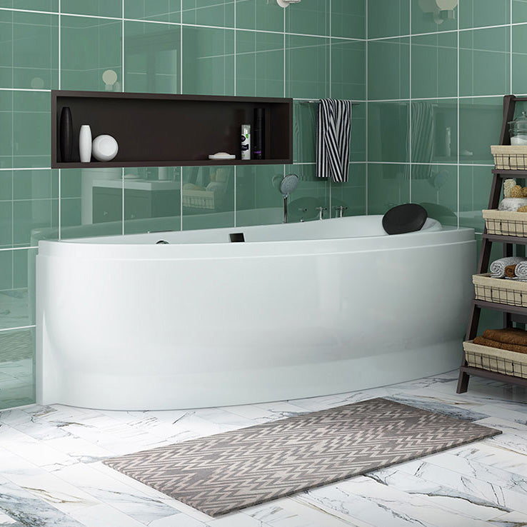 Acrylic Corner Bathtub Soaking White Modern Back to Wall Bath Clearhalo 'Bathroom Remodel & Bathroom Fixtures' 'Bathtubs' 'Home Improvement' 'home_improvement' 'home_improvement_bathtubs' 'Showers & Bathtubs' 7056343