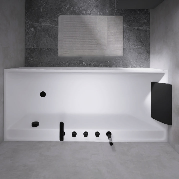 Modern Rectangular Bathtub White Soaking Acrylic Freestanding Bath 67"L x 30"W x 23"H Right Tub with Black 5-Piece Set Clearhalo 'Bathroom Remodel & Bathroom Fixtures' 'Bathtubs' 'Home Improvement' 'home_improvement' 'home_improvement_bathtubs' 'Showers & Bathtubs' 7056357