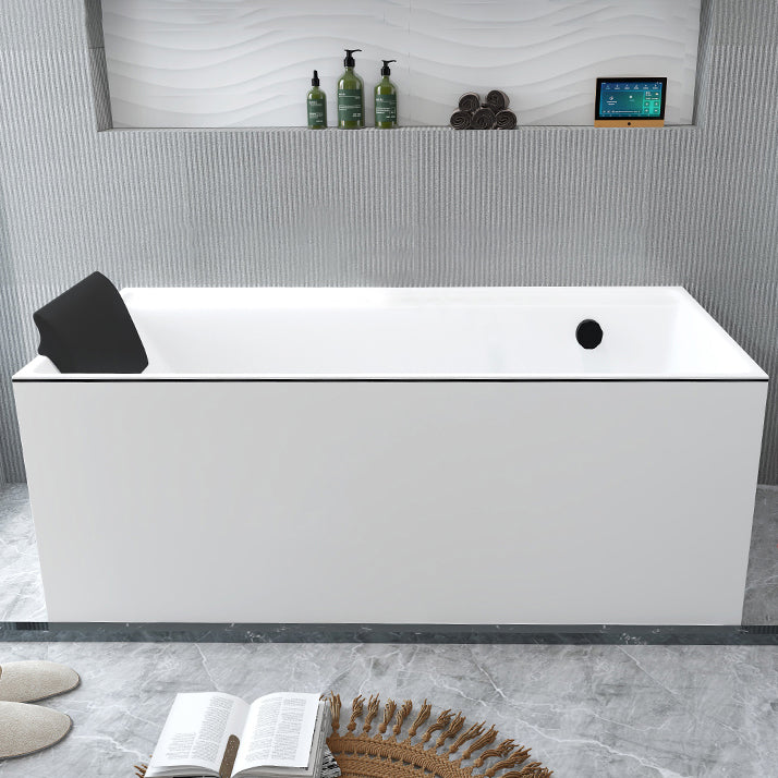 Modern Rectangular Bathtub White Soaking Acrylic Freestanding Bath Right Tub with Pillow Clearhalo 'Bathroom Remodel & Bathroom Fixtures' 'Bathtubs' 'Home Improvement' 'home_improvement' 'home_improvement_bathtubs' 'Showers & Bathtubs' 7056358