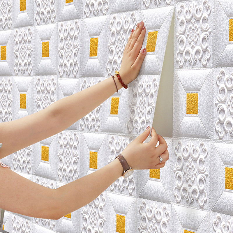Modern Pearl Wainscoting PVC Wall Access Panel Peel and Stick Wall Tile Set of 10 Clearhalo 'Flooring 'Home Improvement' 'home_improvement' 'home_improvement_wall_paneling' 'Wall Paneling' 'wall_paneling' 'Walls & Ceilings' Walls and Ceiling' 7062276