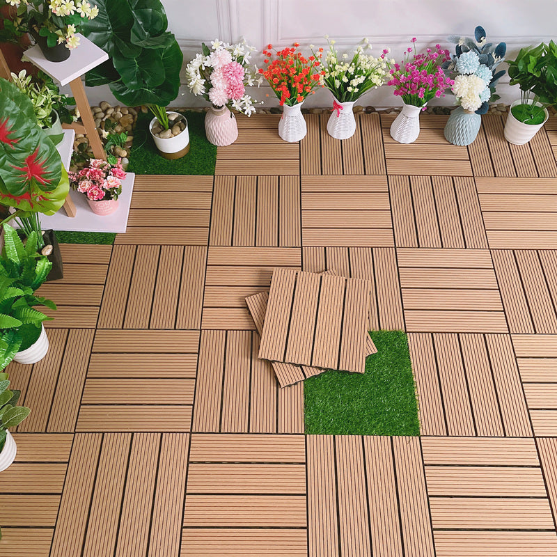 Water-resistant Deck Plank Stripe Composite Square Outdoor Floor Board Patio Beige Clearhalo 'Home Improvement' 'home_improvement' 'home_improvement_outdoor_deck_tiles_planks' 'Outdoor Deck Tiles & Planks' 'Outdoor Flooring & Tile' 'Outdoor Remodel' 'outdoor_deck_tiles_planks' 7062646
