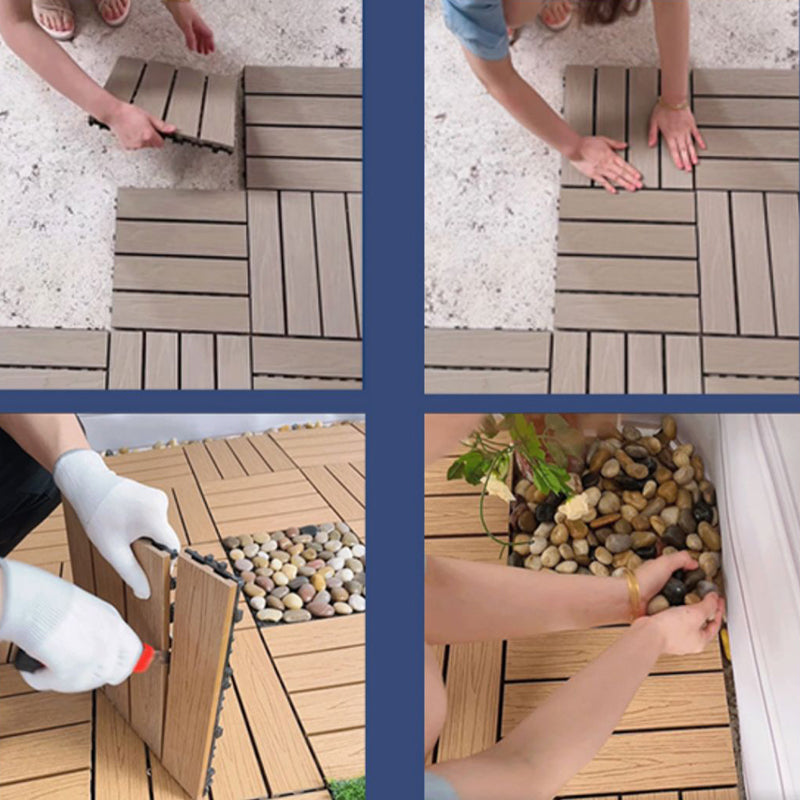 Water-resistant Deck Plank Stripe Composite Square Outdoor Floor Board Patio Clearhalo 'Home Improvement' 'home_improvement' 'home_improvement_outdoor_deck_tiles_planks' 'Outdoor Deck Tiles & Planks' 'Outdoor Flooring & Tile' 'Outdoor Remodel' 'outdoor_deck_tiles_planks' 7062651