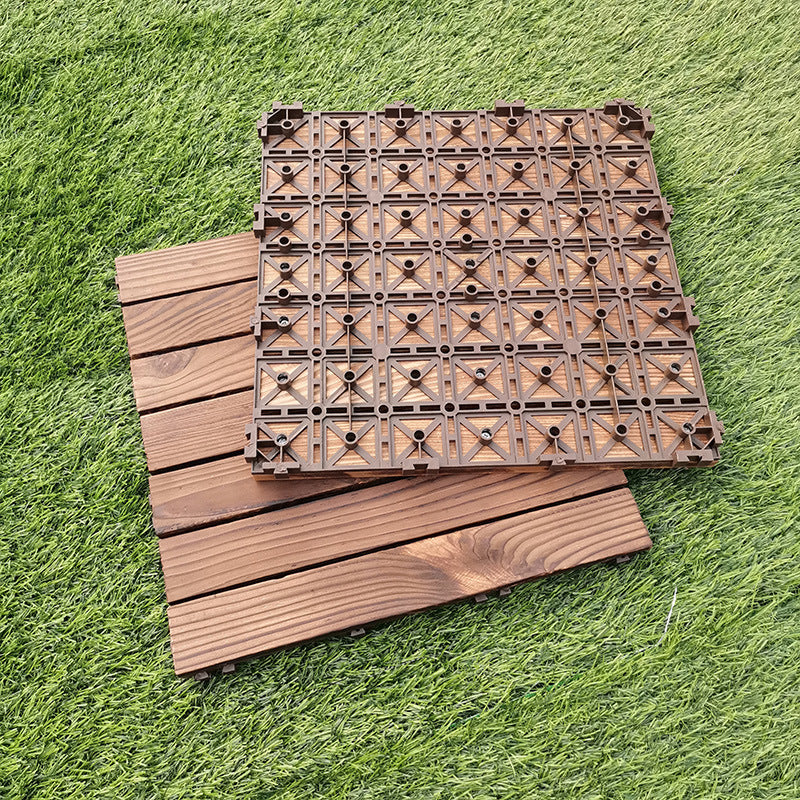 7-Slat Square Wood Floor Tiles Snapping Installation Outdoor Flooring Tiles Clearhalo 'Home Improvement' 'home_improvement' 'home_improvement_outdoor_deck_tiles_planks' 'Outdoor Deck Tiles & Planks' 'Outdoor Flooring & Tile' 'Outdoor Remodel' 'outdoor_deck_tiles_planks' 7062657