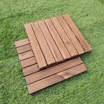 7-Slat Square Wood Floor Tiles Snapping Installation Outdoor Flooring Tiles 10-Piece Set Clearhalo 'Home Improvement' 'home_improvement' 'home_improvement_outdoor_deck_tiles_planks' 'Outdoor Deck Tiles & Planks' 'Outdoor Flooring & Tile' 'Outdoor Remodel' 'outdoor_deck_tiles_planks' 7062658