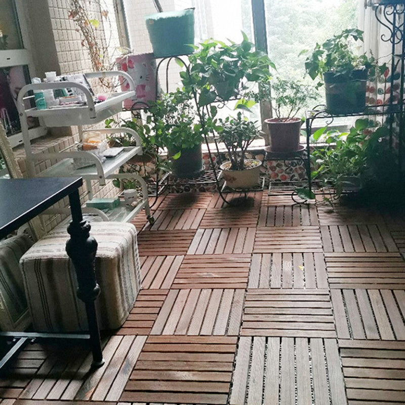 7-Slat Square Wood Floor Tiles Snapping Installation Outdoor Flooring Tiles Clearhalo 'Home Improvement' 'home_improvement' 'home_improvement_outdoor_deck_tiles_planks' 'Outdoor Deck Tiles & Planks' 'Outdoor Flooring & Tile' 'Outdoor Remodel' 'outdoor_deck_tiles_planks' 7062661