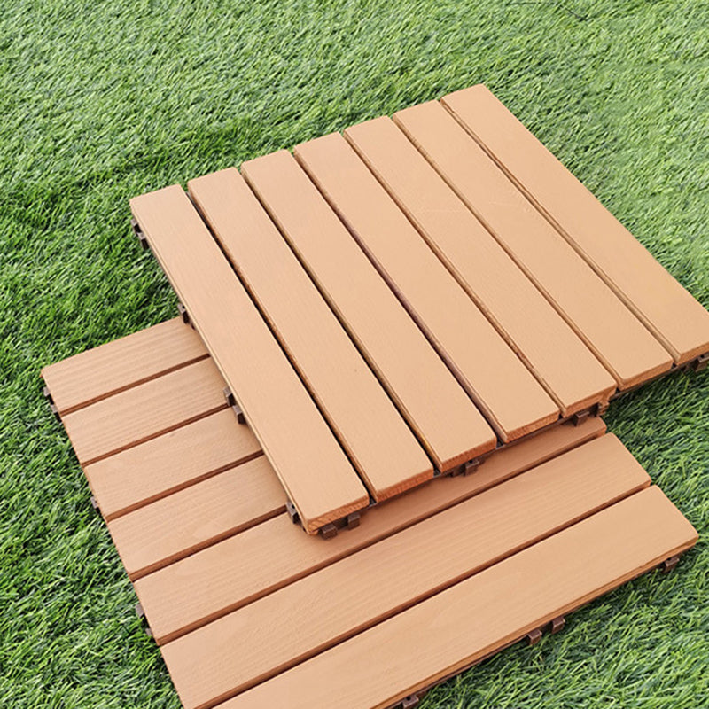 Yellow 6-Slat Square Wood Flooring Tiles Snap Fit Installation Floor Board Tiles Clearhalo 'Home Improvement' 'home_improvement' 'home_improvement_outdoor_deck_tiles_planks' 'Outdoor Deck Tiles & Planks' 'Outdoor Flooring & Tile' 'Outdoor Remodel' 'outdoor_deck_tiles_planks' 7062676