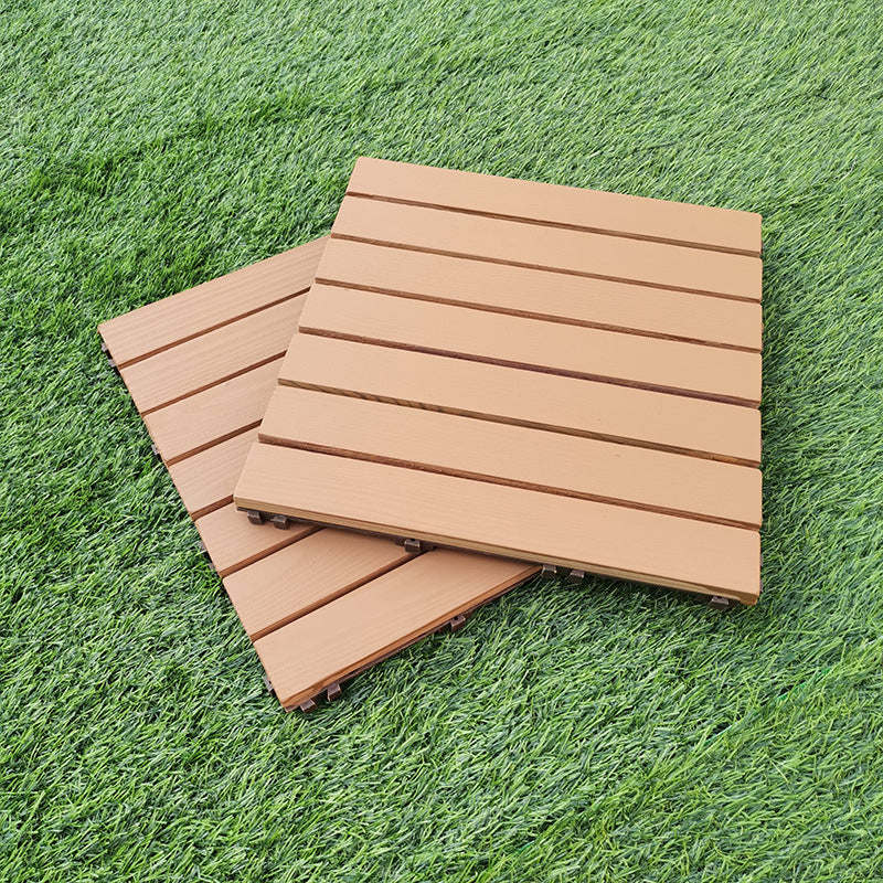 Yellow 6-Slat Square Wood Flooring Tiles Snap Fit Installation Floor Board Tiles Clearhalo 'Home Improvement' 'home_improvement' 'home_improvement_outdoor_deck_tiles_planks' 'Outdoor Deck Tiles & Planks' 'Outdoor Flooring & Tile' 'Outdoor Remodel' 'outdoor_deck_tiles_planks' 7062677