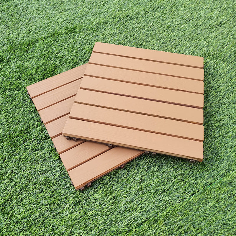 Yellow 6-Slat Square Wood Flooring Tiles Snap Fit Installation Floor Board Tiles 10-Piece Set Clearhalo 'Home Improvement' 'home_improvement' 'home_improvement_outdoor_deck_tiles_planks' 'Outdoor Deck Tiles & Planks' 'Outdoor Flooring & Tile' 'Outdoor Remodel' 'outdoor_deck_tiles_planks' 7062677
