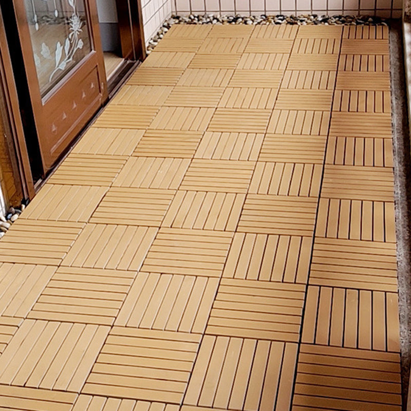 Yellow 6-Slat Square Wood Flooring Tiles Snap Fit Installation Floor Board Tiles Clearhalo 'Home Improvement' 'home_improvement' 'home_improvement_outdoor_deck_tiles_planks' 'Outdoor Deck Tiles & Planks' 'Outdoor Flooring & Tile' 'Outdoor Remodel' 'outdoor_deck_tiles_planks' 7062683