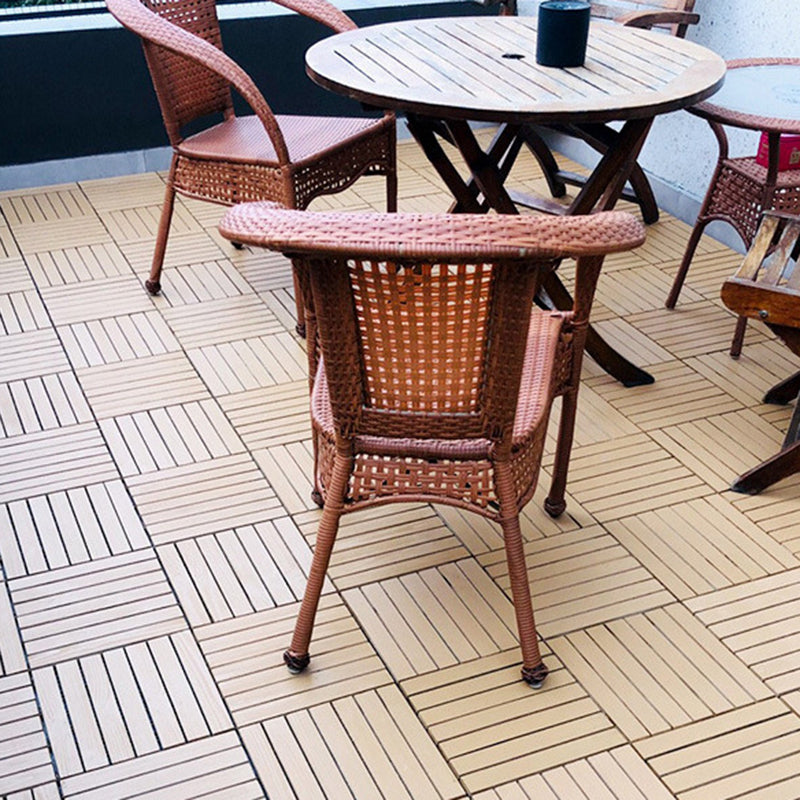 Yellow 6-Slat Square Wood Flooring Tiles Snap Fit Installation Floor Board Tiles Clearhalo 'Home Improvement' 'home_improvement' 'home_improvement_outdoor_deck_tiles_planks' 'Outdoor Deck Tiles & Planks' 'Outdoor Flooring & Tile' 'Outdoor Remodel' 'outdoor_deck_tiles_planks' 7062684