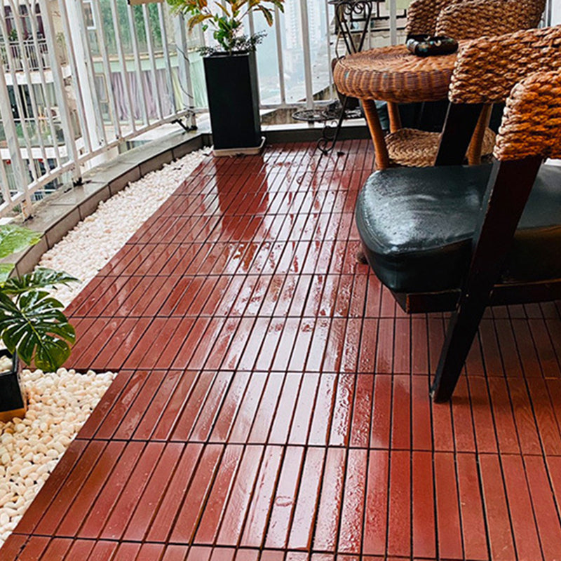 Red 6-Slat Square Wood Patio Tiles Snap Fit Installation Floor Board Tiles Clearhalo 'Home Improvement' 'home_improvement' 'home_improvement_outdoor_deck_tiles_planks' 'Outdoor Deck Tiles & Planks' 'Outdoor Flooring & Tile' 'Outdoor Remodel' 'outdoor_deck_tiles_planks' 7062734