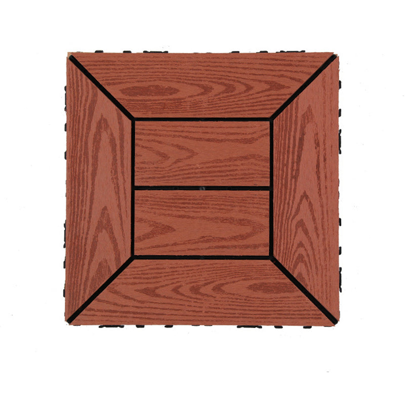 12" X 12" PVC 6-Slat Square Patio Tiles Snap Fit Installation Outdoor Flooring Tiles Rosewood Embossing Transformation Clearhalo 'Home Improvement' 'home_improvement' 'home_improvement_outdoor_deck_tiles_planks' 'Outdoor Deck Tiles & Planks' 'Outdoor Flooring & Tile' 'Outdoor Remodel' 'outdoor_deck_tiles_planks' 7062756