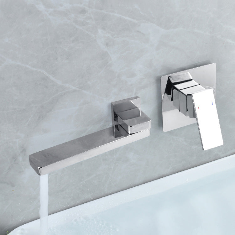 Contemporary Widespread Wall Mounted Bathroom Sink Faucet Swivel Spout Clearhalo 'Bathroom Remodel & Bathroom Fixtures' 'Bathroom Sink Faucets' 'Bathroom Sinks & Faucet Components' 'bathroom_sink_faucets' 'Home Improvement' 'home_improvement' 'home_improvement_bathroom_sink_faucets' 7062950