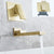Contemporary Widespread Wall Mounted Bathroom Sink Faucet Swivel Spout Gold Embedded Box Included Clearhalo 'Bathroom Remodel & Bathroom Fixtures' 'Bathroom Sink Faucets' 'Bathroom Sinks & Faucet Components' 'bathroom_sink_faucets' 'Home Improvement' 'home_improvement' 'home_improvement_bathroom_sink_faucets' 7062951