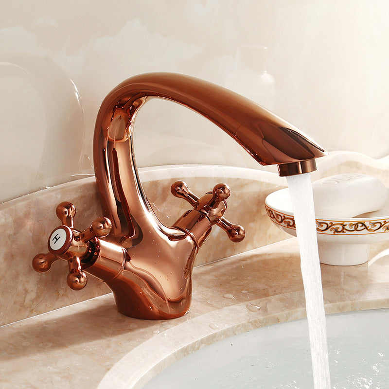 Industrial Centerset Bathroom Sink Faucet Vintage Cross Handles Lavatory Faucet Copper 6.5" Clearhalo 'Bathroom Remodel & Bathroom Fixtures' 'Bathroom Sink Faucets' 'Bathroom Sinks & Faucet Components' 'bathroom_sink_faucets' 'Home Improvement' 'home_improvement' 'home_improvement_bathroom_sink_faucets' 7062959