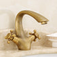 Industrial Centerset Bathroom Sink Faucet Vintage Cross Handles Lavatory Faucet Gray-Gold 6.5" Clearhalo 'Bathroom Remodel & Bathroom Fixtures' 'Bathroom Sink Faucets' 'Bathroom Sinks & Faucet Components' 'bathroom_sink_faucets' 'Home Improvement' 'home_improvement' 'home_improvement_bathroom_sink_faucets' 7062963