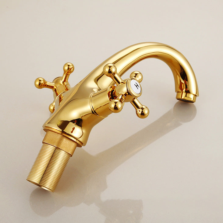 Industrial Centerset Bathroom Sink Faucet Vintage Cross Handles Lavatory Faucet Clearhalo 'Bathroom Remodel & Bathroom Fixtures' 'Bathroom Sink Faucets' 'Bathroom Sinks & Faucet Components' 'bathroom_sink_faucets' 'Home Improvement' 'home_improvement' 'home_improvement_bathroom_sink_faucets' 7062968