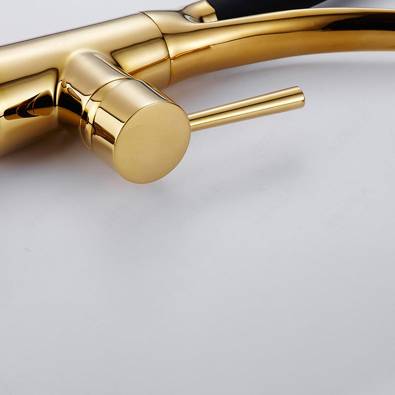 1-Hole Kitchen Faucet Metal Single Handle Kitchen Faucet with Pull Out Sprayer Clearhalo 'Home Improvement' 'home_improvement' 'home_improvement_kitchen_faucets' 'Kitchen Faucets' 'Kitchen Remodel & Kitchen Fixtures' 'Kitchen Sinks & Faucet Components' 'kitchen_faucets' 7063041