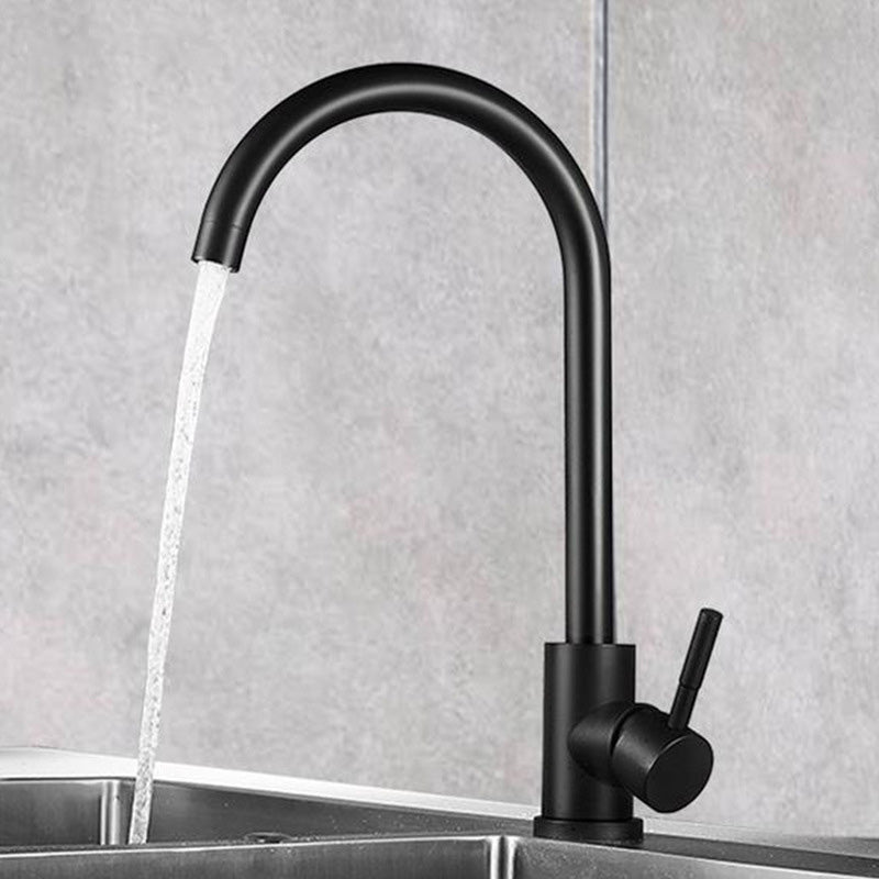 Modern Spray Kitchen Faucet Stainless Steel Swivel Spout Kitchen Sink Faucet Black Clearhalo 'Home Improvement' 'home_improvement' 'home_improvement_kitchen_faucets' 'Kitchen Faucets' 'Kitchen Remodel & Kitchen Fixtures' 'Kitchen Sinks & Faucet Components' 'kitchen_faucets' 7063052