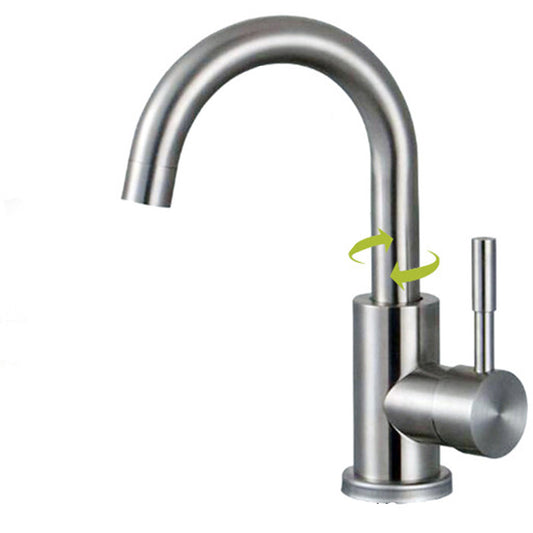 Stainless Steel Kitchen Faucet Single Handle Gooseneck Faucet Clearhalo 'Home Improvement' 'home_improvement' 'home_improvement_kitchen_faucets' 'Kitchen Faucets' 'Kitchen Remodel & Kitchen Fixtures' 'Kitchen Sinks & Faucet Components' 'kitchen_faucets' 7063065