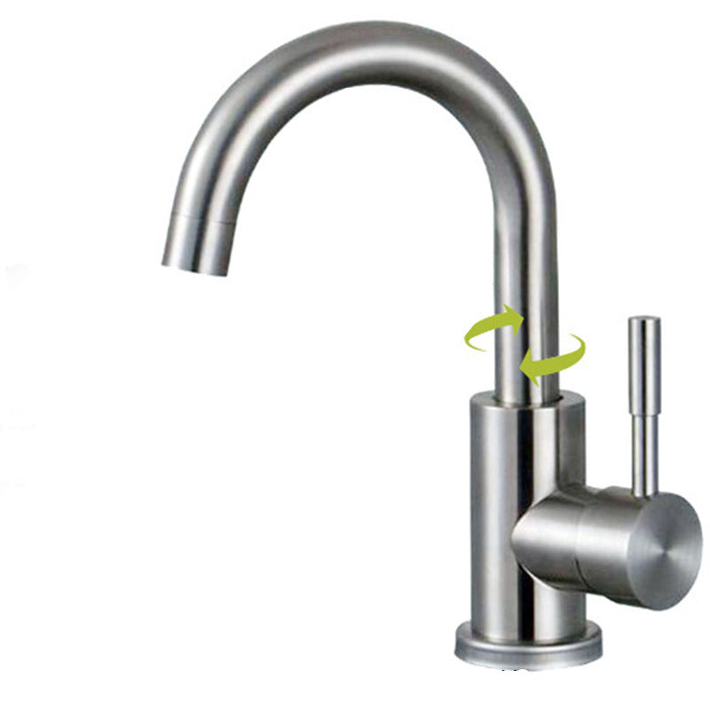 Stainless Steel Kitchen Faucet Single Handle Gooseneck Faucet Short Big Curved Faucet Hot/Cold Water Dispensers Clearhalo 'Home Improvement' 'home_improvement' 'home_improvement_kitchen_faucets' 'Kitchen Faucets' 'Kitchen Remodel & Kitchen Fixtures' 'Kitchen Sinks & Faucet Components' 'kitchen_faucets' 7063066