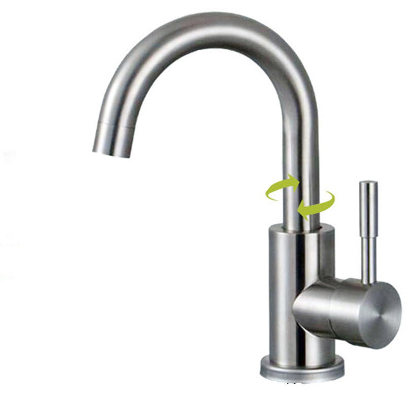 Stainless Steel Kitchen Faucet Single Handle Gooseneck Faucet Short Big Curved Faucet Hot Cold Water Dispensers Clearhalo 'Home Improvement' 'home_improvement' 'home_improvement_kitchen_faucets' 'Kitchen Faucets' 'Kitchen Remodel & Kitchen Fixtures' 'Kitchen Sinks & Faucet Components' 'kitchen_faucets' 7063066