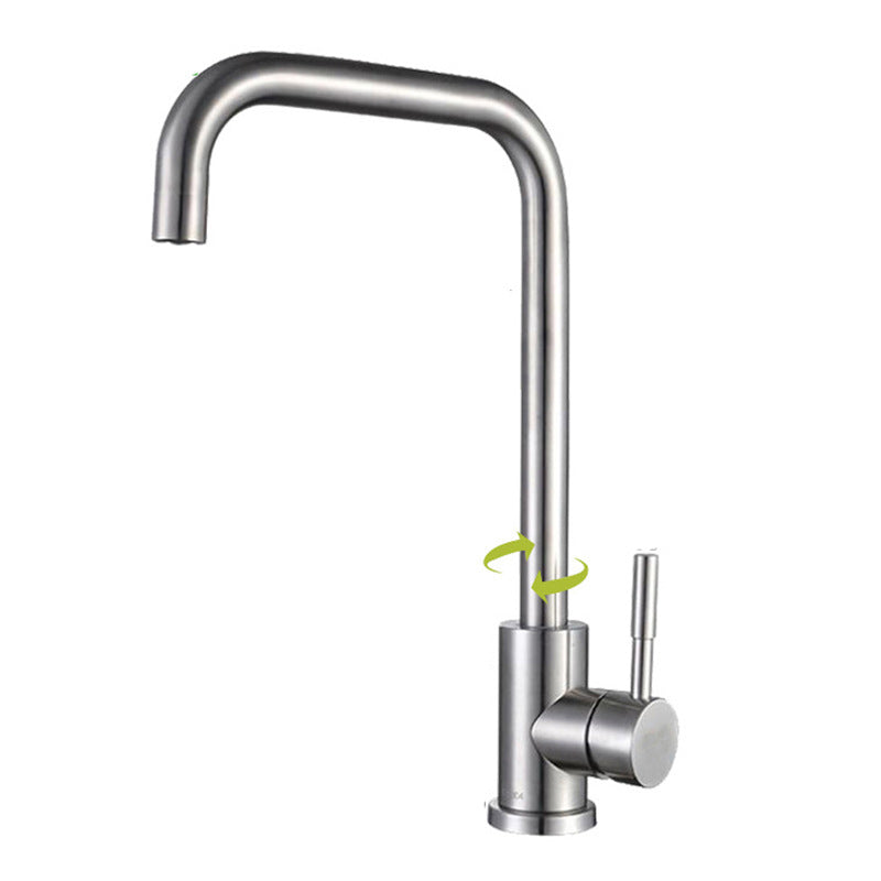 Stainless Steel Kitchen Faucet Single Handle Gooseneck Faucet Clearhalo 'Home Improvement' 'home_improvement' 'home_improvement_kitchen_faucets' 'Kitchen Faucets' 'Kitchen Remodel & Kitchen Fixtures' 'Kitchen Sinks & Faucet Components' 'kitchen_faucets' 7063067