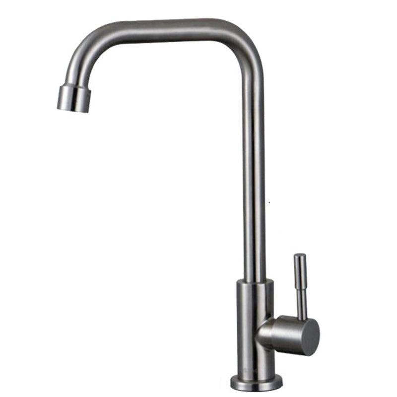 Stainless Steel Kitchen Faucet Single Handle Gooseneck Faucet Tall Seven Character Faucet Cold Water Dispensers Clearhalo 'Home Improvement' 'home_improvement' 'home_improvement_kitchen_faucets' 'Kitchen Faucets' 'Kitchen Remodel & Kitchen Fixtures' 'Kitchen Sinks & Faucet Components' 'kitchen_faucets' 7063069
