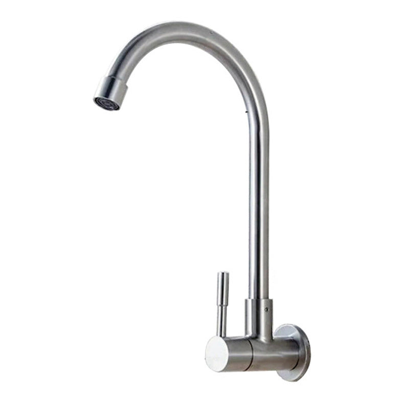 Stainless Steel Kitchen Faucet Single Handle Gooseneck Faucet Clearhalo 'Home Improvement' 'home_improvement' 'home_improvement_kitchen_faucets' 'Kitchen Faucets' 'Kitchen Remodel & Kitchen Fixtures' 'Kitchen Sinks & Faucet Components' 'kitchen_faucets' 7063071