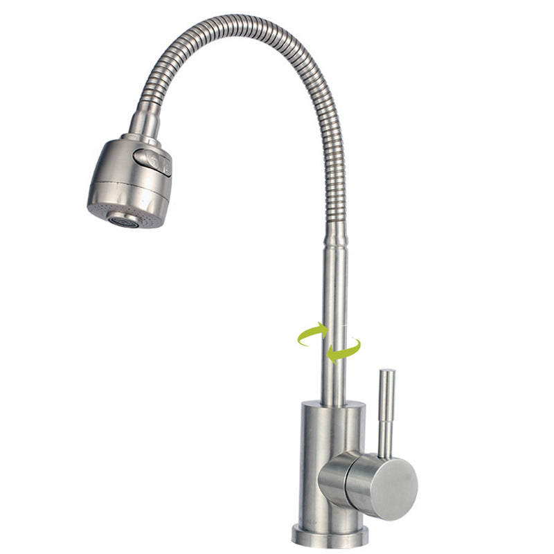 Stainless Steel Kitchen Faucet Single Handle Gooseneck Faucet Tall Universal Faucet Hot/Cold Water Dispensers Clearhalo 'Home Improvement' 'home_improvement' 'home_improvement_kitchen_faucets' 'Kitchen Faucets' 'Kitchen Remodel & Kitchen Fixtures' 'Kitchen Sinks & Faucet Components' 'kitchen_faucets' 7063073