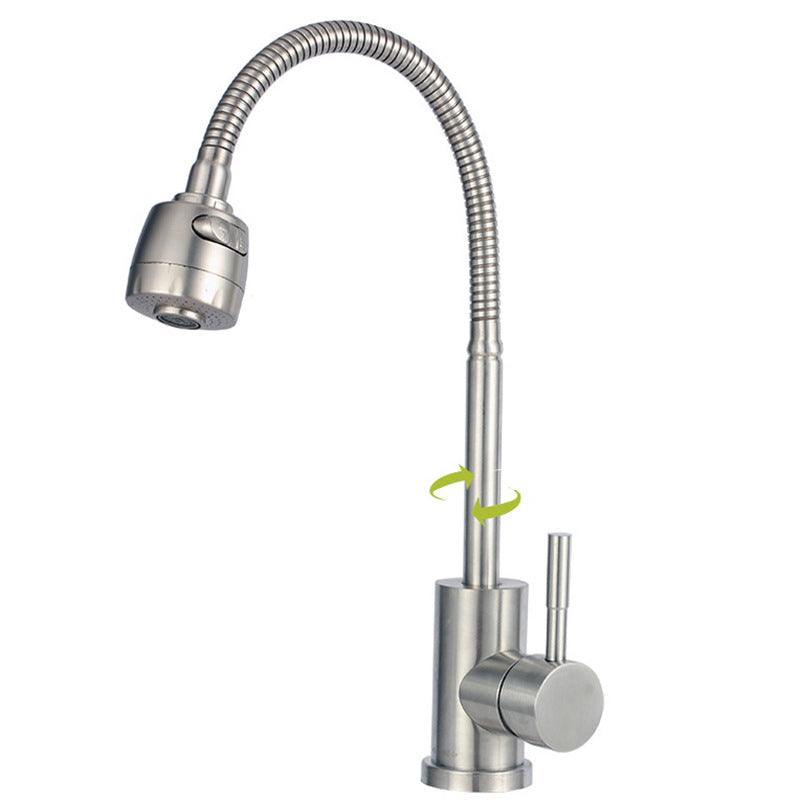Stainless Steel Kitchen Faucet Single Handle Gooseneck Faucet Tall Universal Faucet Hot Cold Water Dispensers Clearhalo 'Home Improvement' 'home_improvement' 'home_improvement_kitchen_faucets' 'Kitchen Faucets' 'Kitchen Remodel & Kitchen Fixtures' 'Kitchen Sinks & Faucet Components' 'kitchen_faucets' 7063073