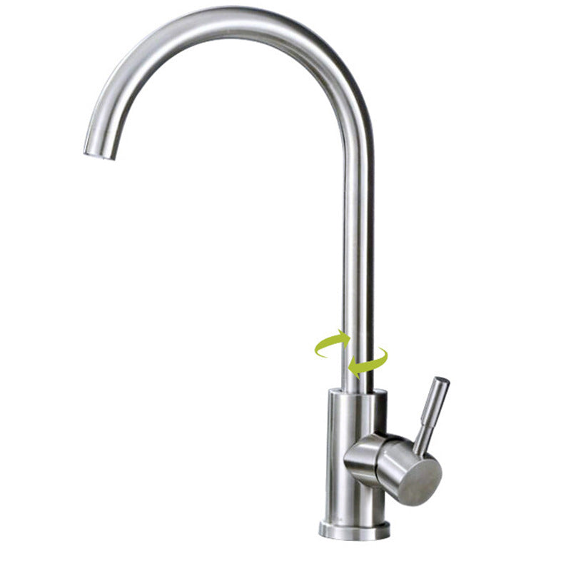 Stainless Steel Kitchen Faucet Single Handle Gooseneck Faucet Tall Big Curved Faucet Hot/Cold Water Dispensers Clearhalo 'Home Improvement' 'home_improvement' 'home_improvement_kitchen_faucets' 'Kitchen Faucets' 'Kitchen Remodel & Kitchen Fixtures' 'Kitchen Sinks & Faucet Components' 'kitchen_faucets' 7063077