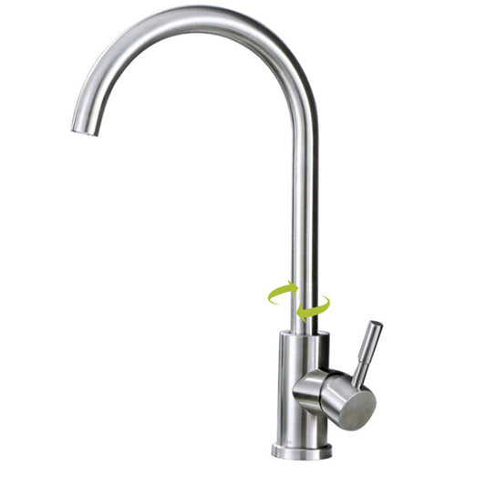 Stainless Steel Kitchen Faucet Single Handle Gooseneck Faucet Clearhalo 'Home Improvement' 'home_improvement' 'home_improvement_kitchen_faucets' 'Kitchen Faucets' 'Kitchen Remodel & Kitchen Fixtures' 'Kitchen Sinks & Faucet Components' 'kitchen_faucets' 7063078
