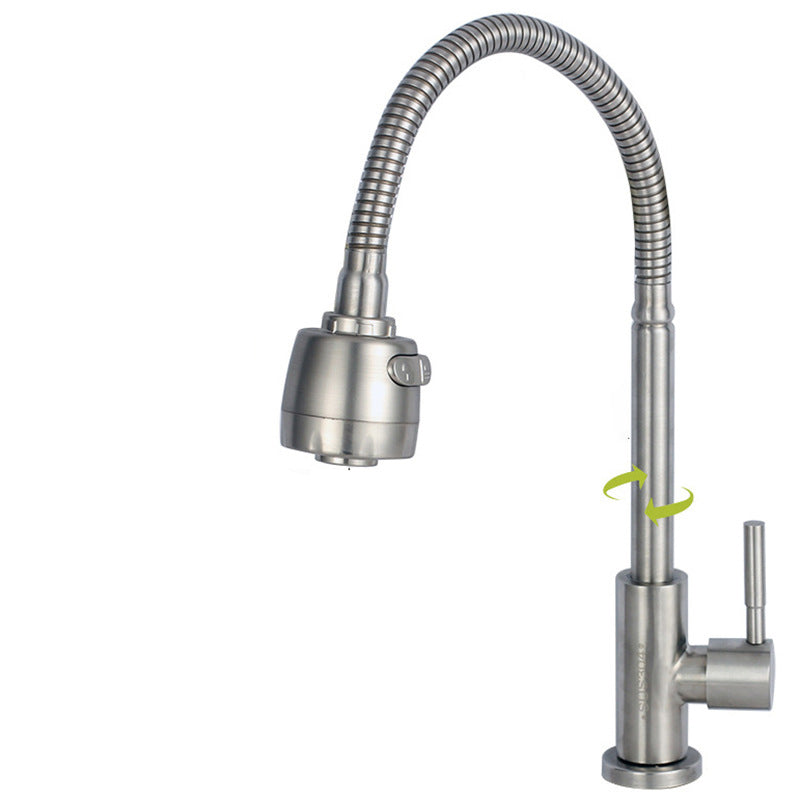 Stainless Steel Kitchen Faucet Single Handle Gooseneck Faucet Tall Universal Faucet Cold Water Dispensers Clearhalo 'Home Improvement' 'home_improvement' 'home_improvement_kitchen_faucets' 'Kitchen Faucets' 'Kitchen Remodel & Kitchen Fixtures' 'Kitchen Sinks & Faucet Components' 'kitchen_faucets' 7063079