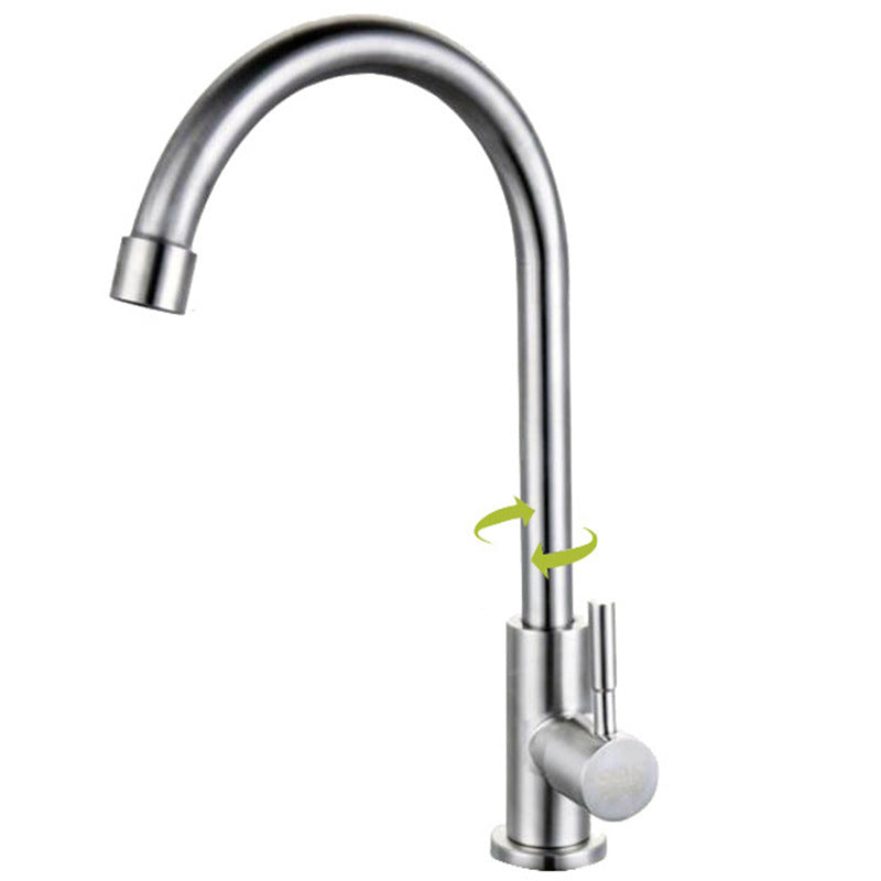 Stainless Steel Kitchen Faucet Single Handle Gooseneck Faucet Tall Single Cooling Tap Cold Water Dispensers Clearhalo 'Home Improvement' 'home_improvement' 'home_improvement_kitchen_faucets' 'Kitchen Faucets' 'Kitchen Remodel & Kitchen Fixtures' 'Kitchen Sinks & Faucet Components' 'kitchen_faucets' 7063081