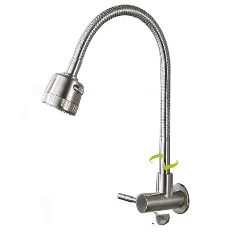 Stainless Steel Kitchen Faucet Single Handle Gooseneck Faucet Wall Mounted Universal Faucet Cold Water Dispensers Clearhalo 'Home Improvement' 'home_improvement' 'home_improvement_kitchen_faucets' 'Kitchen Faucets' 'Kitchen Remodel & Kitchen Fixtures' 'Kitchen Sinks & Faucet Components' 'kitchen_faucets' 7063083
