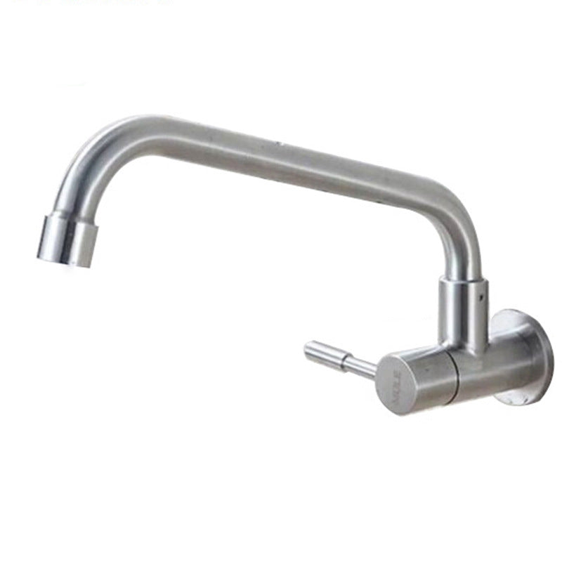 Stainless Steel Kitchen Faucet Single Handle Gooseneck Faucet Wall Mounted Seven Character Faucet Cold Water Dispensers Clearhalo 'Home Improvement' 'home_improvement' 'home_improvement_kitchen_faucets' 'Kitchen Faucets' 'Kitchen Remodel & Kitchen Fixtures' 'Kitchen Sinks & Faucet Components' 'kitchen_faucets' 7063085