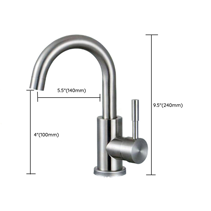 Stainless Steel Kitchen Faucet Single Handle Gooseneck Faucet Clearhalo 'Home Improvement' 'home_improvement' 'home_improvement_kitchen_faucets' 'Kitchen Faucets' 'Kitchen Remodel & Kitchen Fixtures' 'Kitchen Sinks & Faucet Components' 'kitchen_faucets' 7063086
