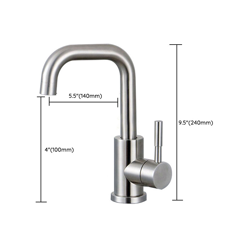 Stainless Steel Kitchen Faucet Single Handle Gooseneck Faucet Clearhalo 'Home Improvement' 'home_improvement' 'home_improvement_kitchen_faucets' 'Kitchen Faucets' 'Kitchen Remodel & Kitchen Fixtures' 'Kitchen Sinks & Faucet Components' 'kitchen_faucets' 7063087