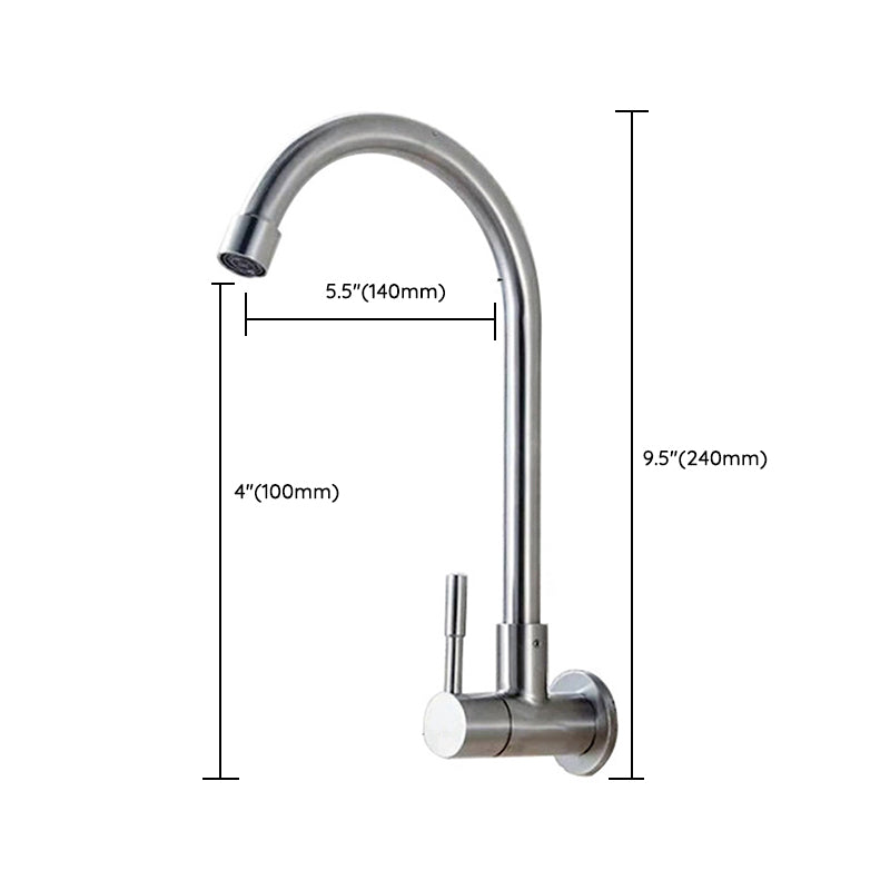 Stainless Steel Kitchen Faucet Single Handle Gooseneck Faucet Clearhalo 'Home Improvement' 'home_improvement' 'home_improvement_kitchen_faucets' 'Kitchen Faucets' 'Kitchen Remodel & Kitchen Fixtures' 'Kitchen Sinks & Faucet Components' 'kitchen_faucets' 7063095